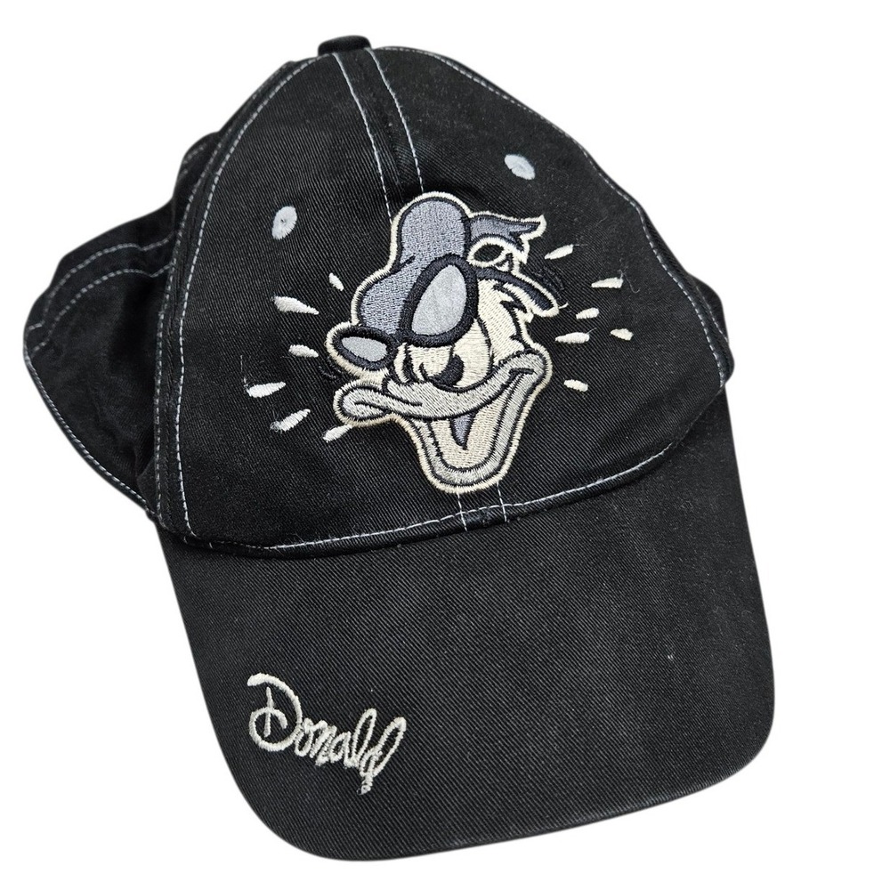 Vintage Donald Duck Disney Black Baseball Cap‎ Hat Cartoon Adjustable Y2K